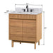 Kayla 30 Single Vanity Natural Teak in Carrara White Marble Dimension