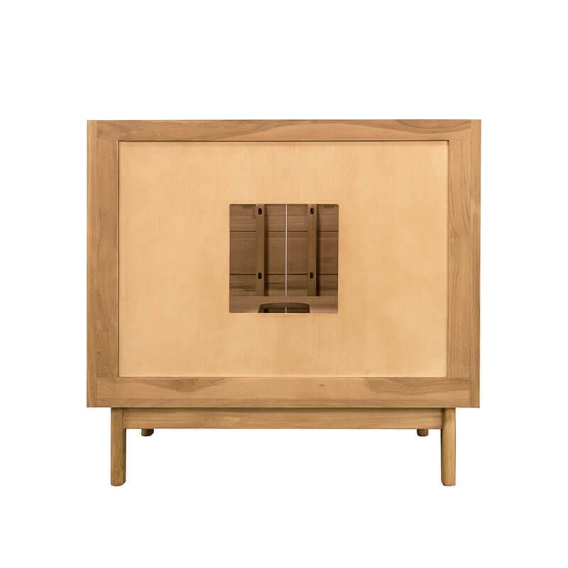 Kayla 36 inch Single Vanity Natural Teak Cabinet Only Back View