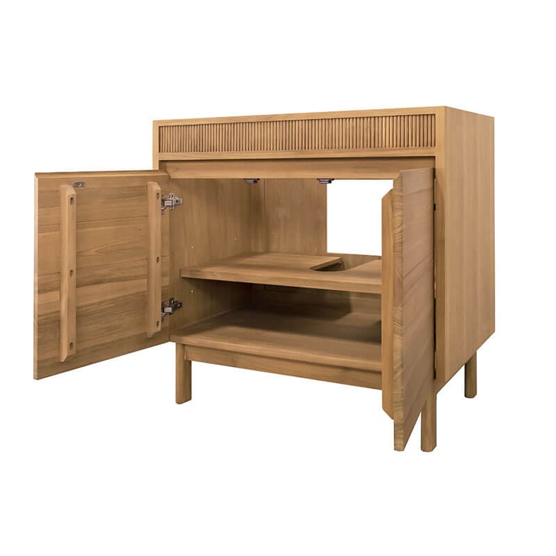 Kayla 36 inch Single Vanity Natural Teak Cabinet Only Open Drawer