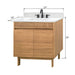 Kayla 36 inch Single Vanity Natural Teak in Cala White Engineered Stone Dimension