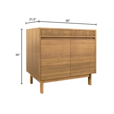 Kayla 36 Single Vanity Natural Teak Cabinet Only Dimension