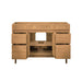 Kayla 48 inch Single Vanity Natural Teak Cabinet Only Front View Open