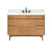 Kayla 48 inch Single Vanity Natural Teak in Cala White Engineered Stone Front View