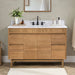 Kayla 48 inch Single Vanity Natural Teak in Carrara White Marble Front View