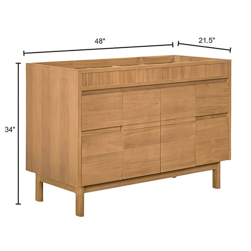 Kayla 48 Single Vanity Natural Teak Cabinet Only Dimension