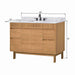 Kayla 48 Single Vanity Natural Teak in Carrara White Marble Dimension