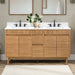 Kayla 60 Double Vanity Natural Teak in Cala White Engineered Stone Front View