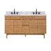 Kayla 60 Double Vanity Natural Teak in Carrara White Marble