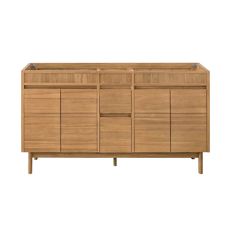 Kayla 60 inch Double Vanity Natural Teak Cabinet Only