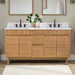 Kayla 60 inch Double Vanity Natural Teak in Carrara White Marble