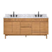 Kayla 72 Double Vanity Natural Teak Carrara White Marble Front View