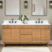 Kayla 72 Single Vanity Natural Teak Cala White Engineered Stone Front View