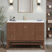 Kenzo 47 inch Single Sink Bathroom Vanity with Dual Mount Option Walnut in White Solid  Front View