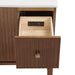 Kenzo 47 inch Single Sink Bathroom Vanity with Dual Mount Option Walnut in White Solid  Open Drawer