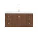 Kenzo 47 Single Sink Bathroom Vanity with Dual Mount Option Walnut in White Solid Front View