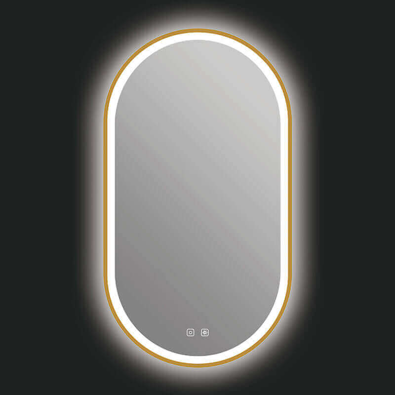 Kiara Led Mirror Brushed Gold Front View