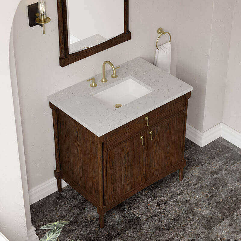 Kinnsden 36 Inch Single Vanity Sable Oak in Lime Delight Silestone Top