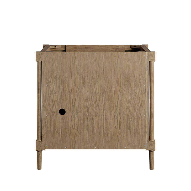 Kinnsden 36 Inch Single Vanity Weathered Oak Cabinet Only Back View