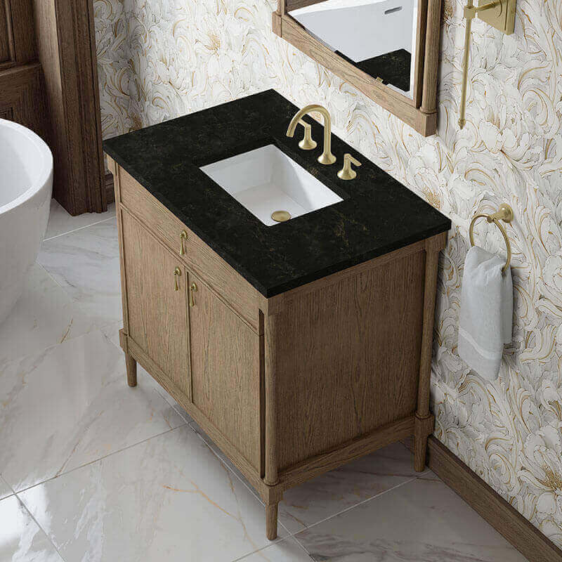 Kinnsden 36 Inch Single Vanity Weathered Oak in  Phantome Eclos Top