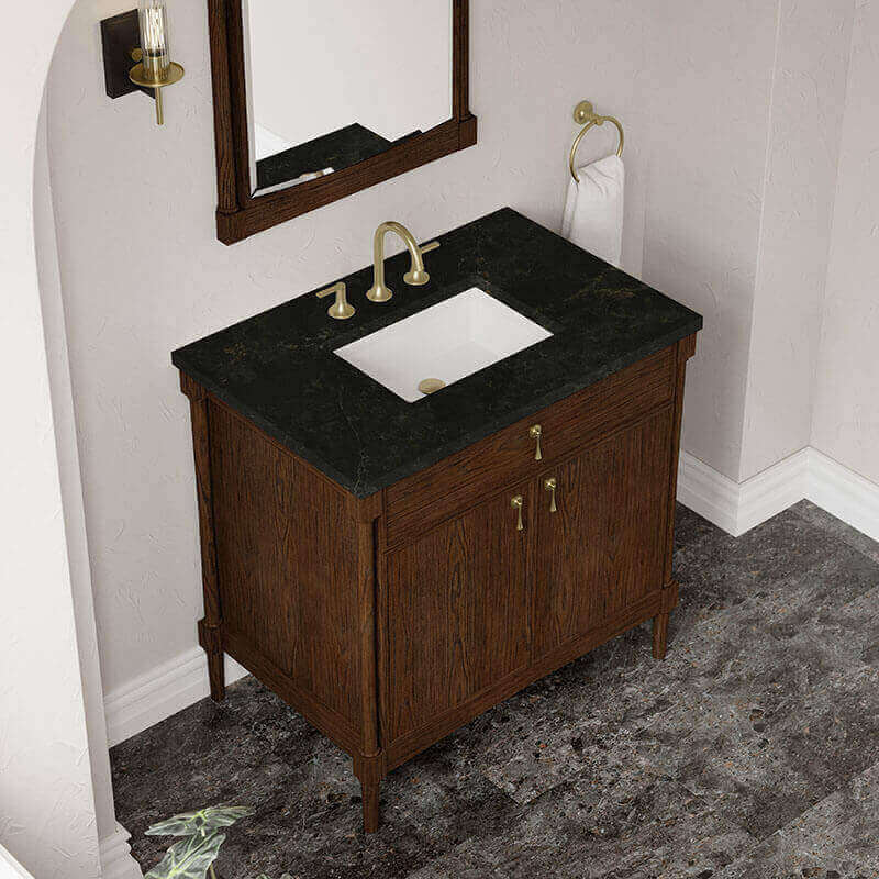 Kinnsden 36 Single Vanity Sable Oak in Phantome Eclos Top