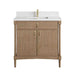 Kinnsden 36 Single Vanity Weathered Oak in Single Hole Faucet White Zeus Silestone Top & Backsplash