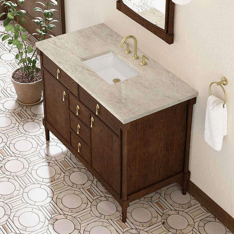 Kinnsden 48 Inch Single Vanity Sable Oak in Tajnar Eclos Top