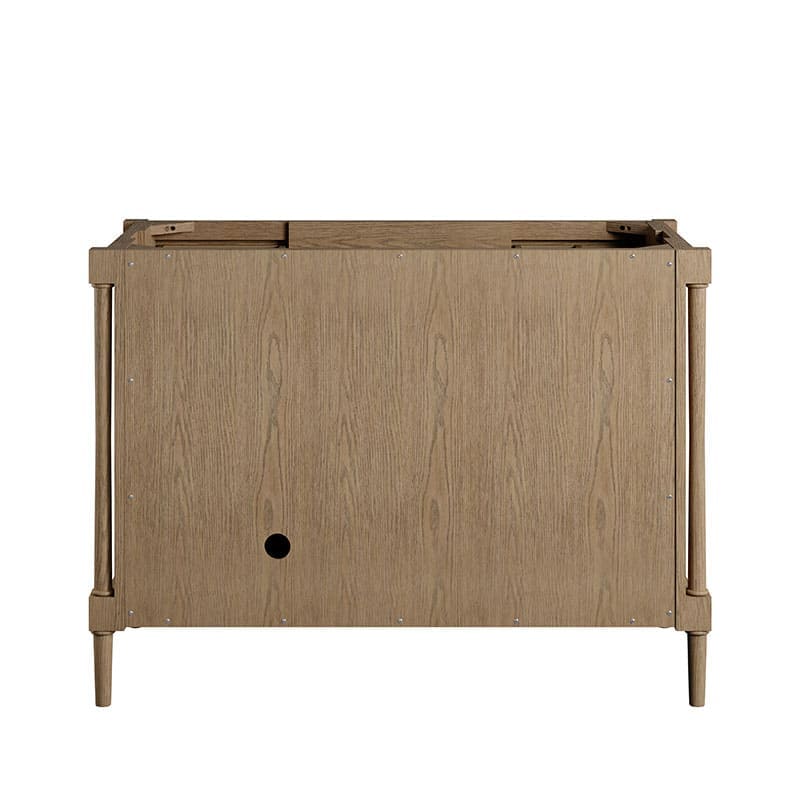 Kinnsden 48 Inch Single Vanity Weathered Oak Cabinet Only Back View