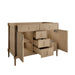 Kinnsden 48 Single Vanity Weathered Oak Cabinet Only Open Drawers