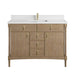 Kinnsden 48 Single Vanity Weathered Oak in Single Hole Faucet White Zeus Silestone Top & Backsplash