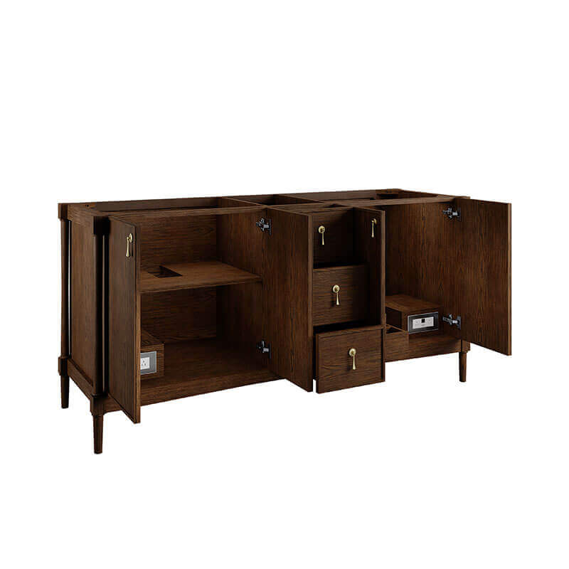 Kinnsden 72 Single Vanity Sable Oak Cabinet Only Corner View