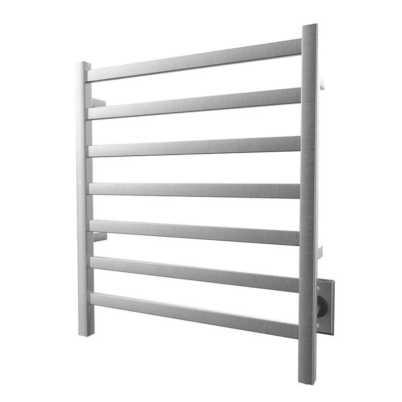 Kontour Square 24 X 27 Towel Warmer Brushed Nickel Hardwired Corner View