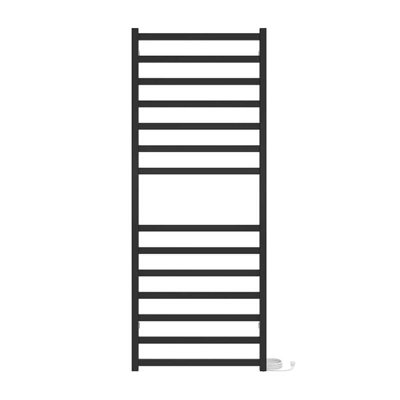 Kontour Square 24 X 60 Towel Warmer Matte Black Plug-in Front View