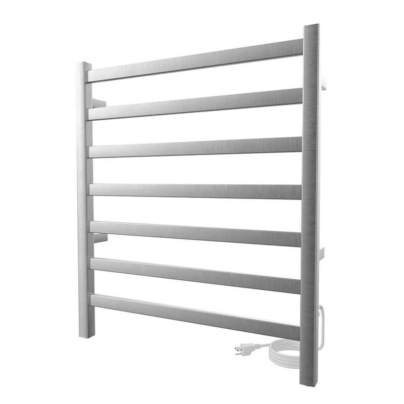 Kontour Square 24x 27 Inch Towel Warmer Brushed Nickel Plug-in Corner View