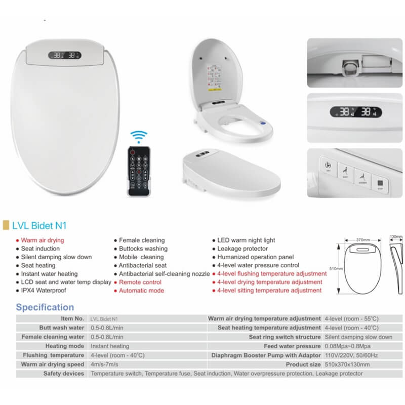 landvessel commode companion bidet seat specifications