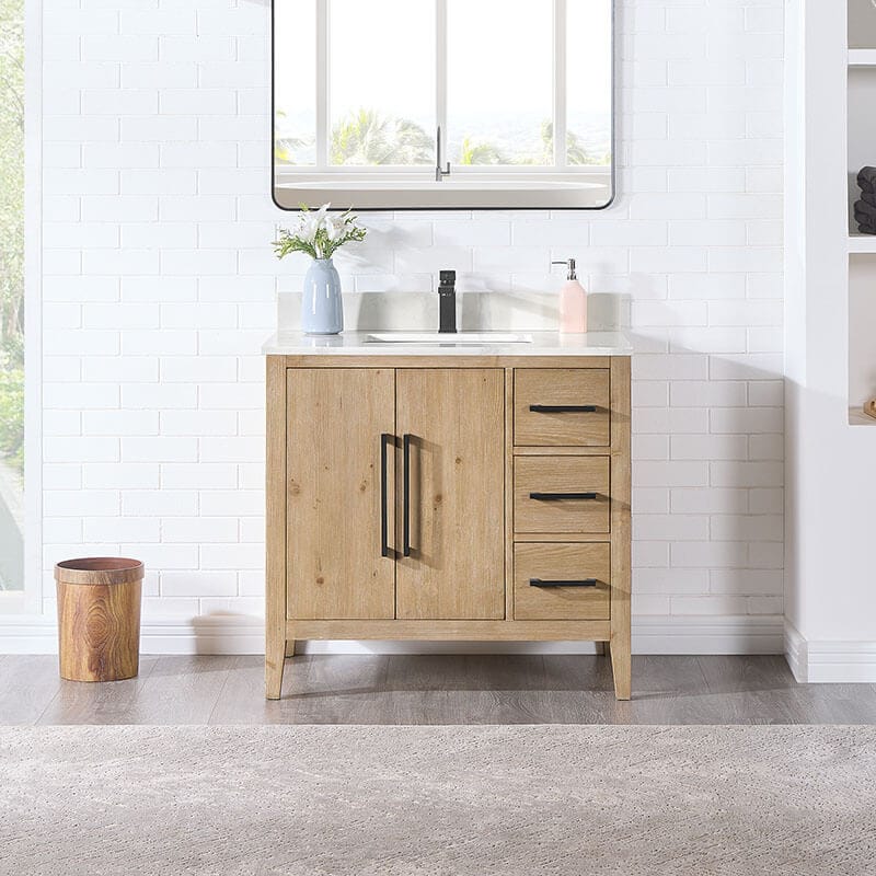 Laurel 36 inch Single Bathroom Vanity with Top Weathered Fir Front View