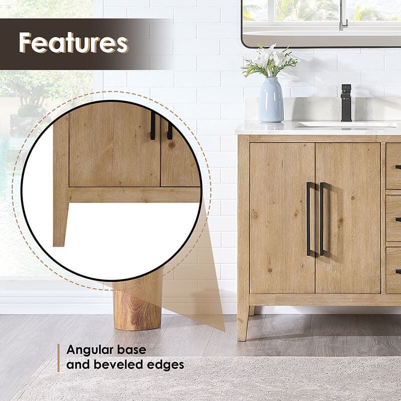Laurel 36" Single Bathroom Vanity with Top Weathered Fir Angular Base
