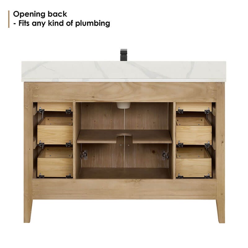 Laurel 48" Single Bathroom Vanity with Top Weathered Fir Back View