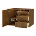 Laurent 36 Inch Single Vanity in Honey Oak Corner View Open Door Floating