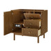 Laurent 36" Single Vanity in Honey Oak Corner View Open Door Freestanding
