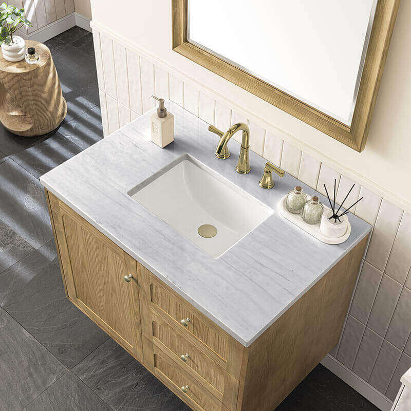 Laurent 36 Single Vanity Light Natural Oak Arctic Fall Top