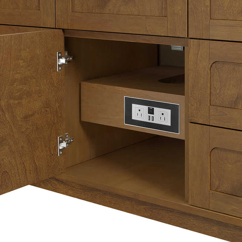 Laurent 48 Inch Single Vanity in Honey Oak With Integrated USB/120V Outlet