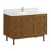Laurent 48 Inch Single Vanity in Honey Oak With Single Hole Faucet White Zeus Silestone Top Backsplash