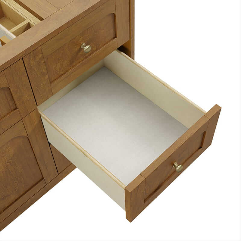 Laurent 48" Single Vanity in Honey Oak Undermount Drawer Slides