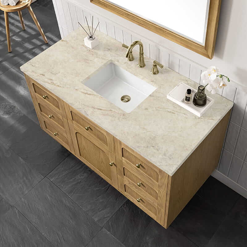 Laurent 48" Single Vanity in Light Natural Oak With Tajnar Eclos Top