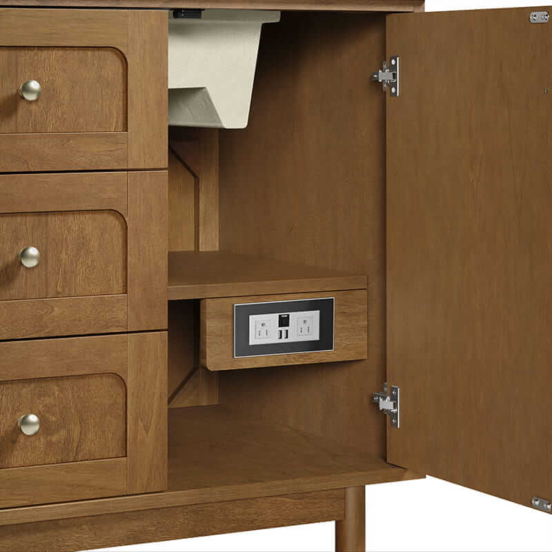 Laurent 60" Double Vanity in Honey Oak With Integrated USB/120V Outlet