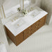 Laurent 60" Double Vanity in Honey Oak With White Zeus Silestone Top
