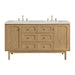 Laurent 60" Double Vanity in Light Natural Oak With Lime Delight Quartz Top