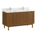 Laurent 60 Inch Double Vanity in Honey Oak With Single Hole Faucet White Zeus Silestone Top Backsplash