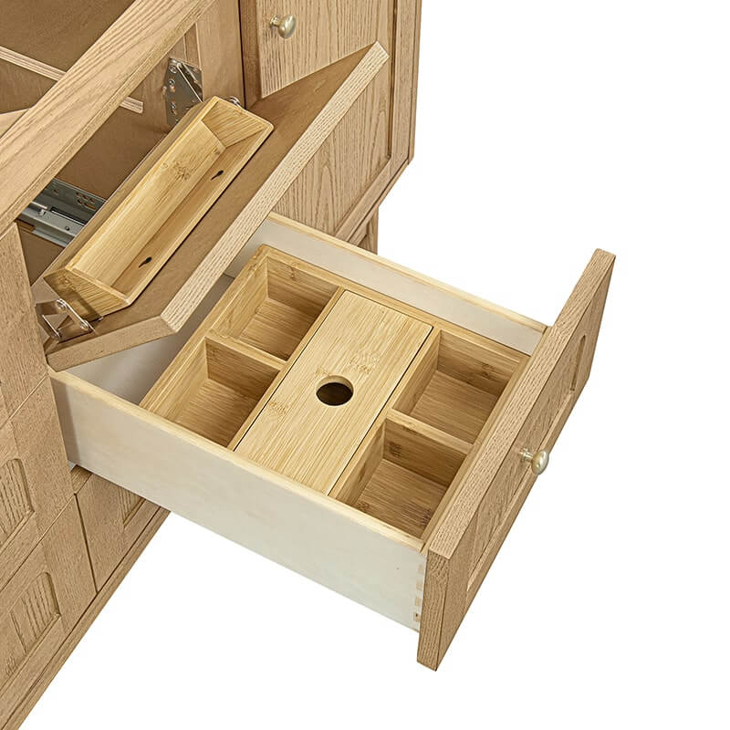 Laurent 60 Inch Double Vanity in Light Natural Oak Top View Drawers