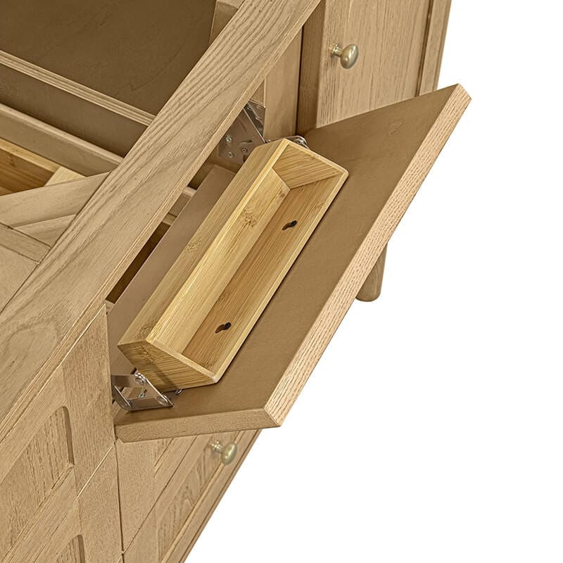 Laurent 60 Inch Double Vanity in Light Natural Oak With Two Top Row Tip Out Drawers